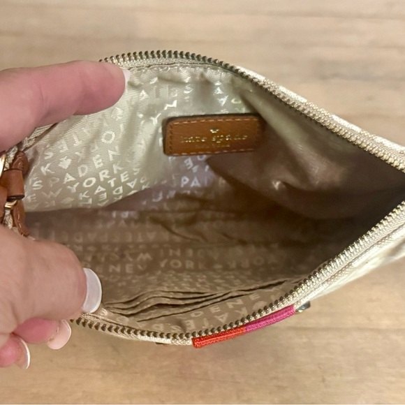 Kate Spade Classic Monogram Linet Wristlet Stucco Clutch Purse - Picture 11 of 14